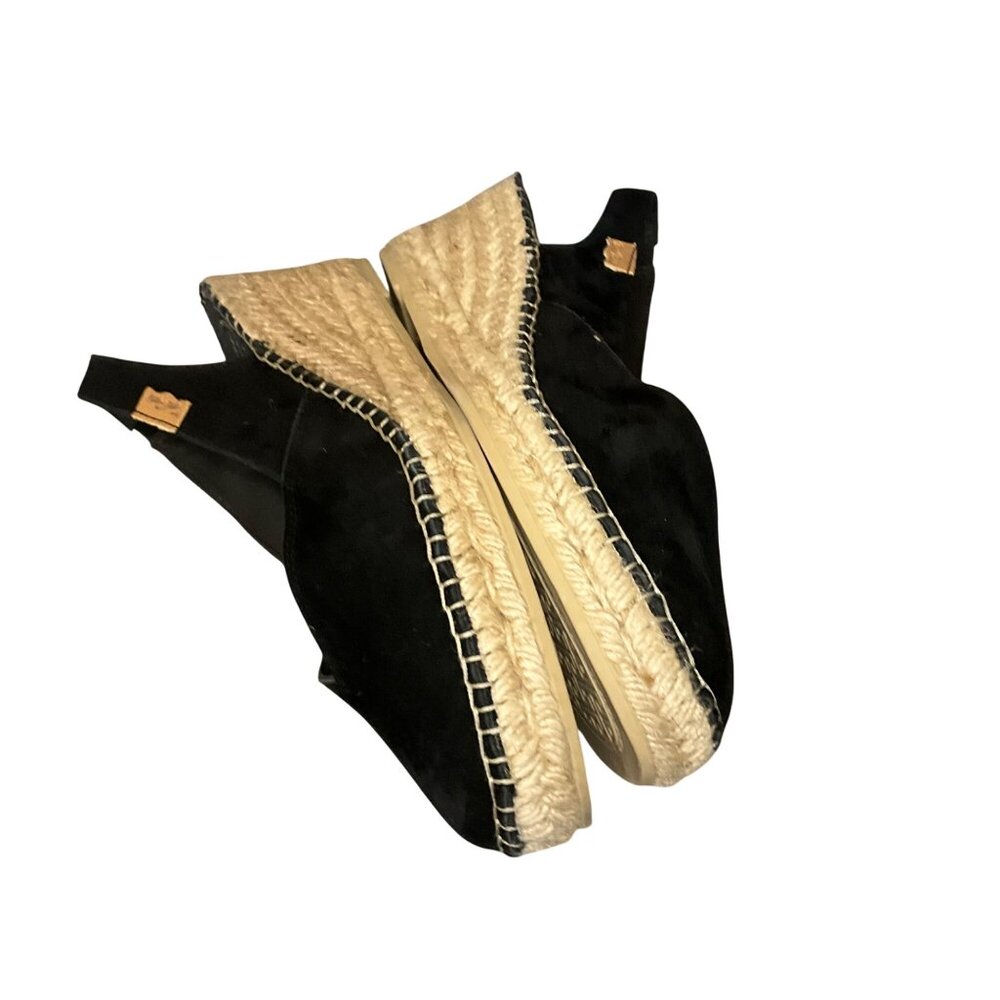 Toni Pons  Originals Black Suede Slingback Espadrille Wedge Sandals Size 40 9 - Picture 9 of 11